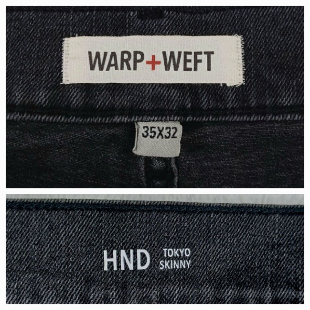 Warp+Weft ORD HND Tokyo Skinny Harajuku Stretch Distressed Jeans Men's Sz 35x32 - Picture 5 of 13